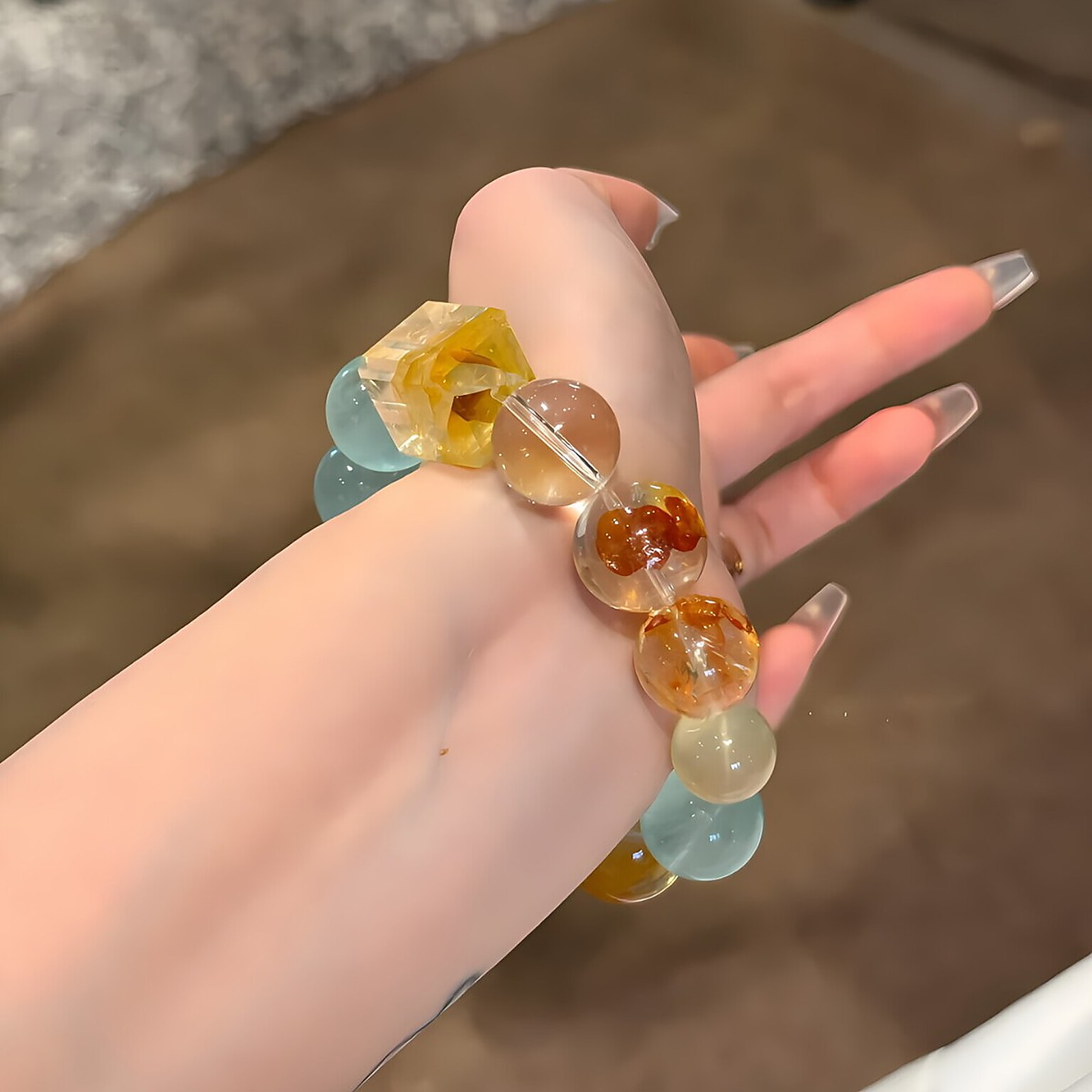 Cloudlight Mixed Stone Bracelet flat lay detail thumbnail