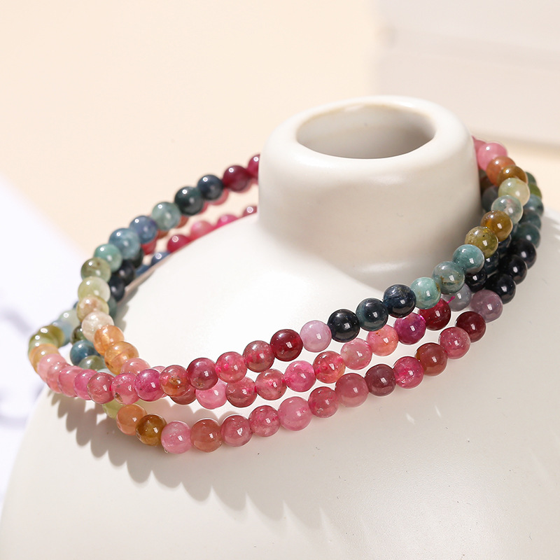 Rainbow Tourmaline Triple-Wrap Bracelet wrist styling thumbnail