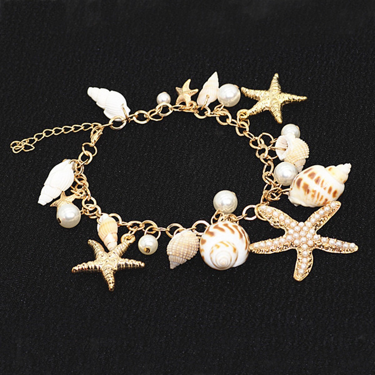 Coastal Shell Charm Bracelet close bead detail thumbnail
