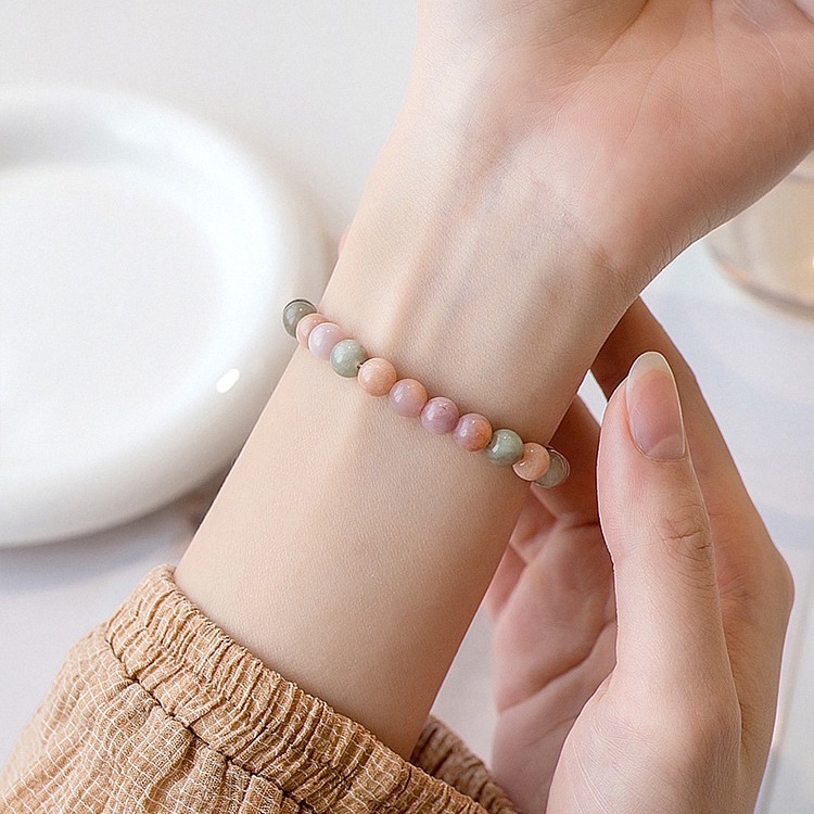 Blush Moss Salt Agate Bracelet flat lay detail thumbnail