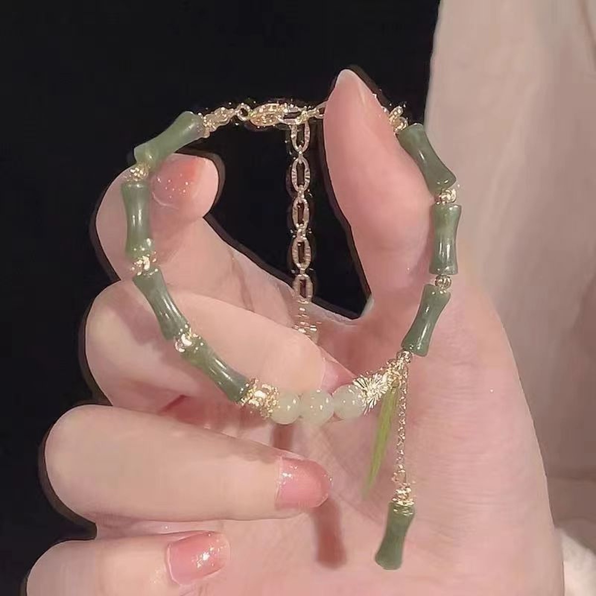 Green Bamboo Butterfly Bracelet