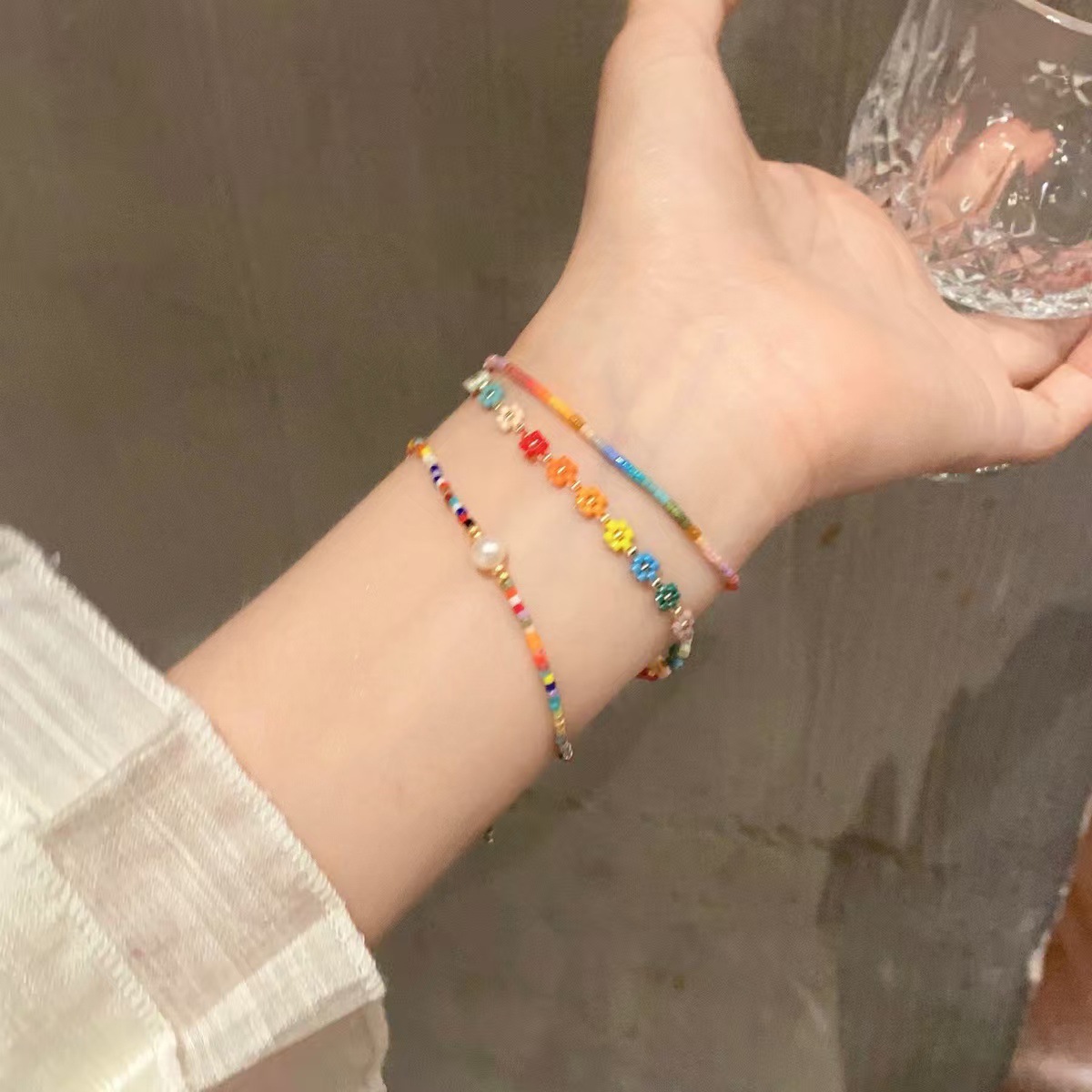 Dopamine Rainbow Bead Bracelet close bead detail thumbnail