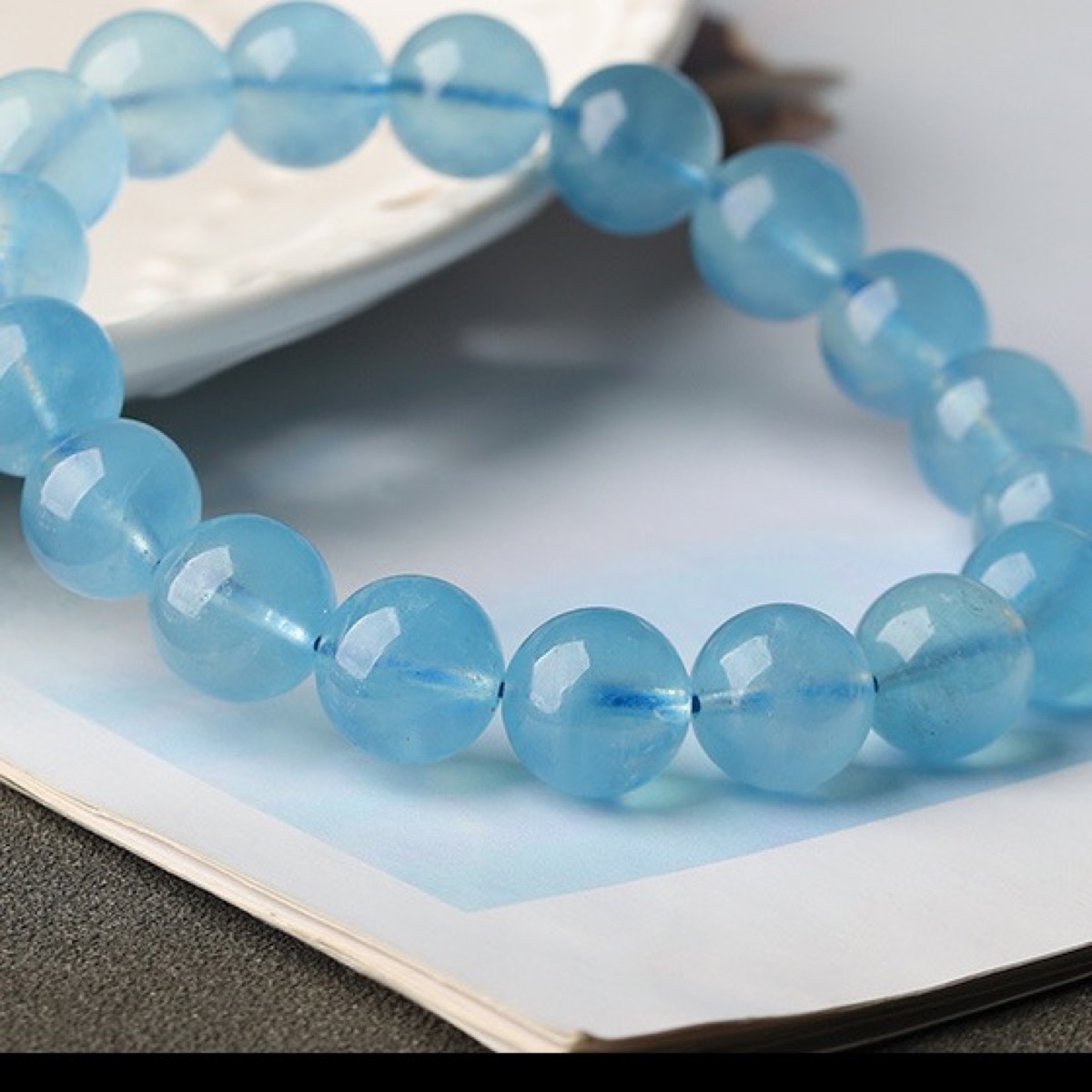 Glacier Blue Aquamarine Bracelet flat lay detail thumbnail