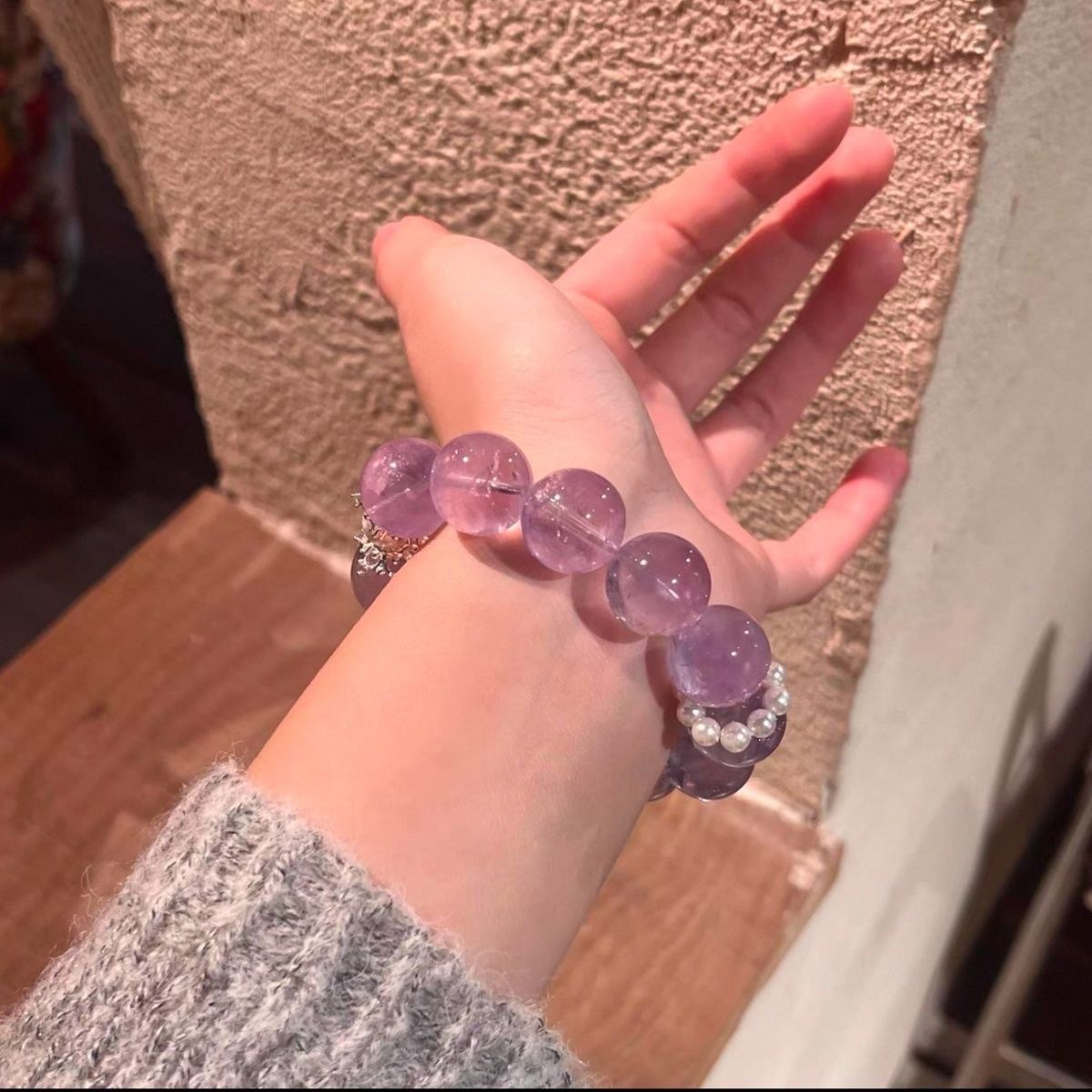 Lavender Ice Crystal Bracelet wrist styling thumbnail