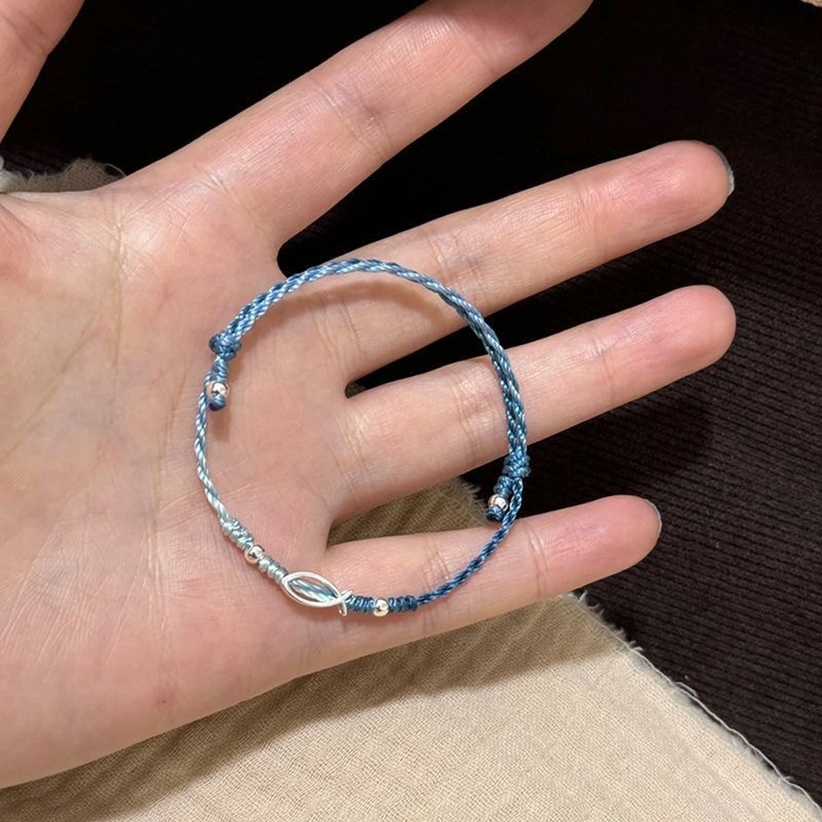 Sea Blue Cord Bracelet flat lay detail thumbnail