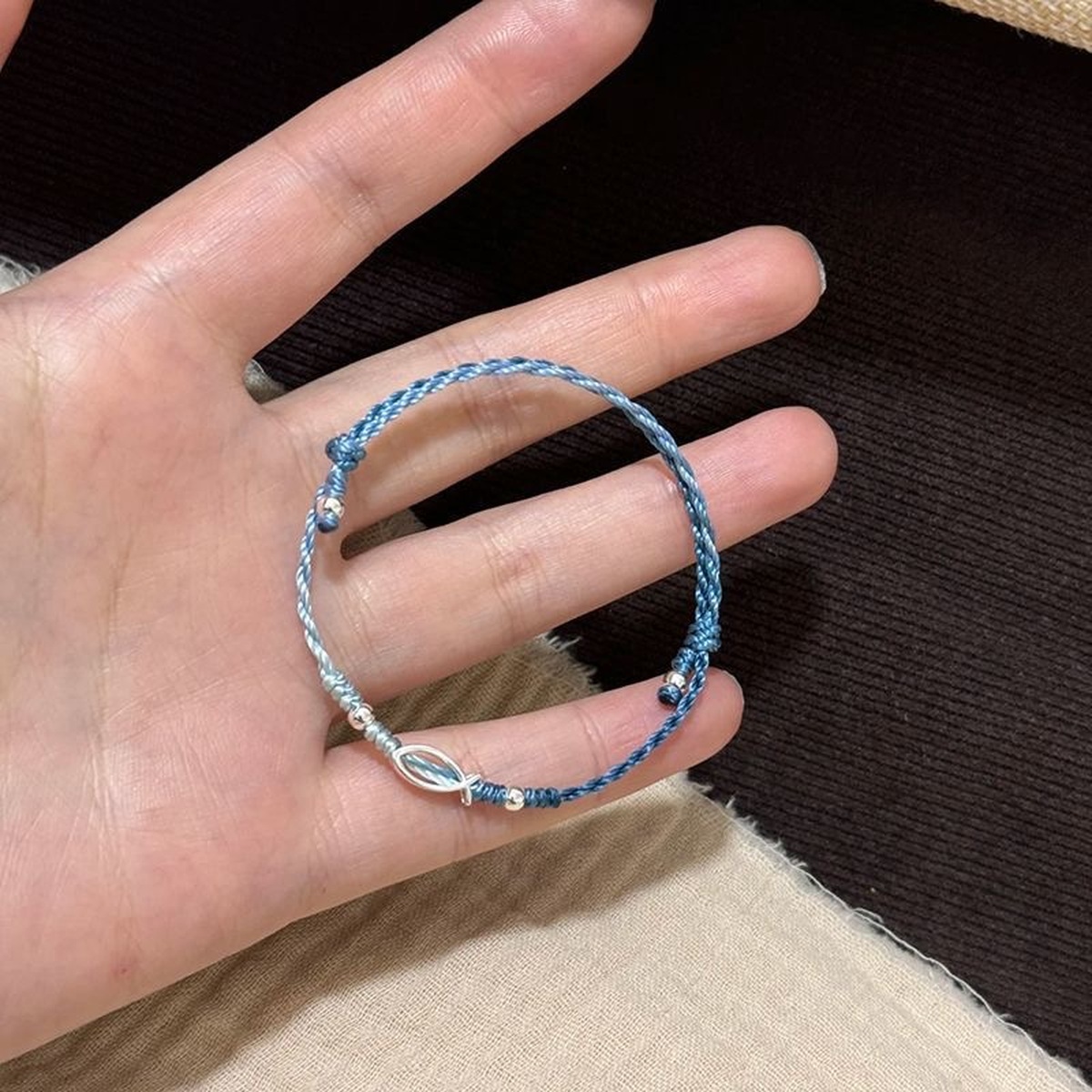 Sea Blue Cord Bracelet wrist styling thumbnail