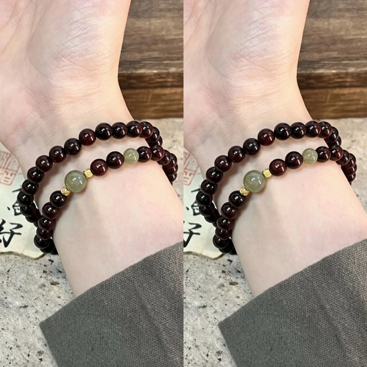 Deep Garnet Bead Bracelet close bead detail thumbnail
