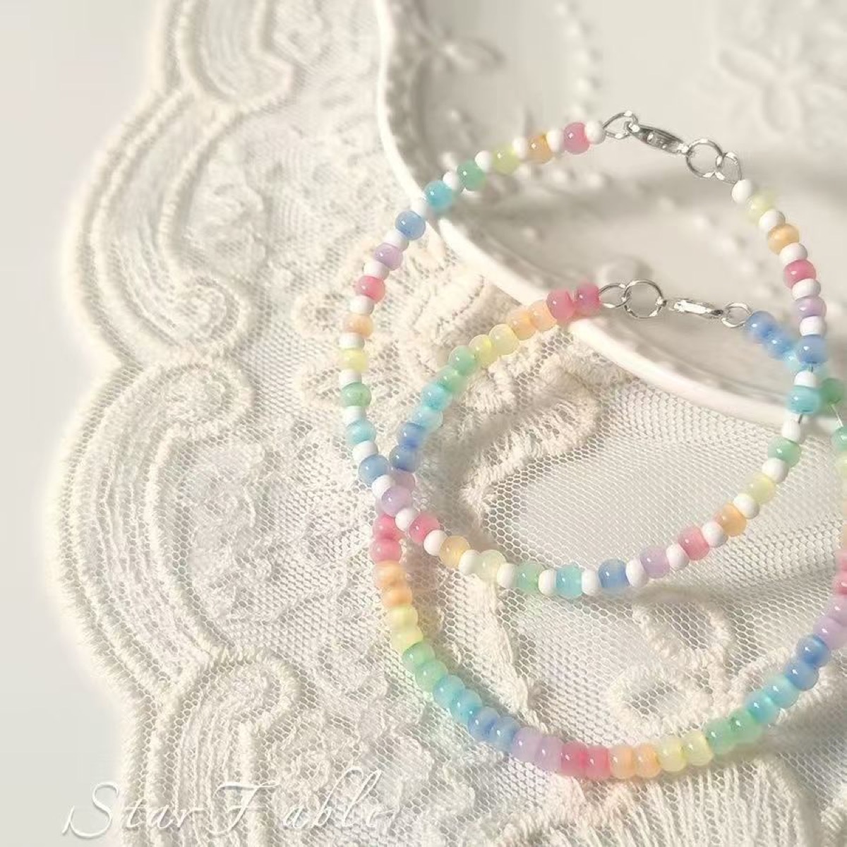 Candy Rainbow Bead Bracelet close bead detail thumbnail