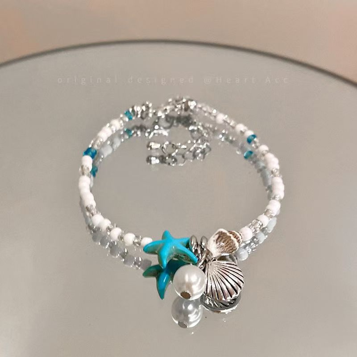 Coastal Starfish Bead Bracelet flat lay detail thumbnail