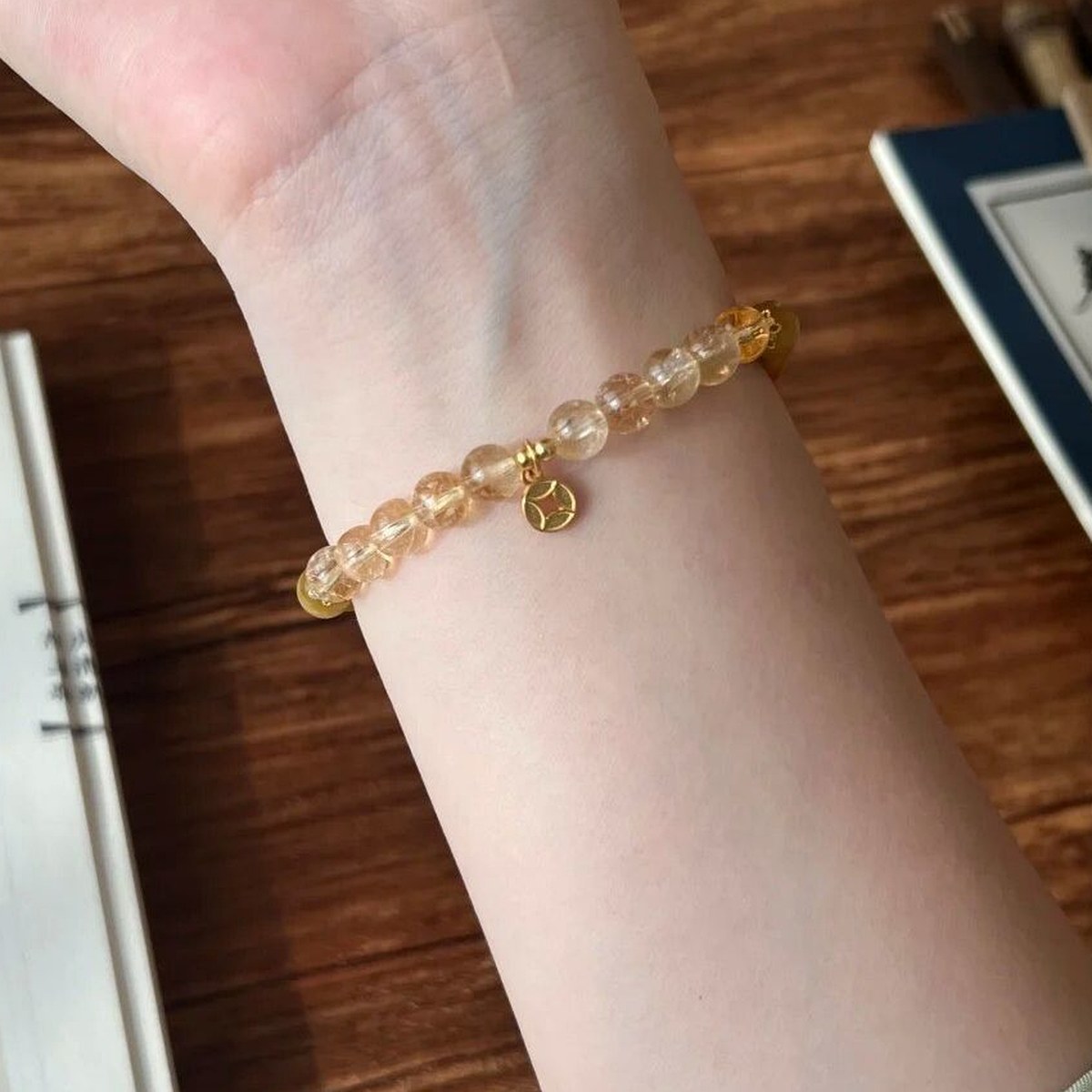 Honey Tiger Eye Layer Bracelet flat lay detail thumbnail