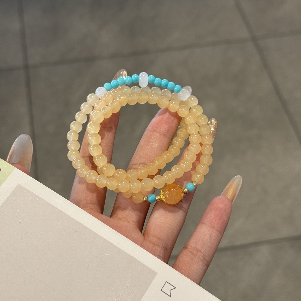 Sunlit Cornsilk Wrap Bracelet close bead detail thumbnail