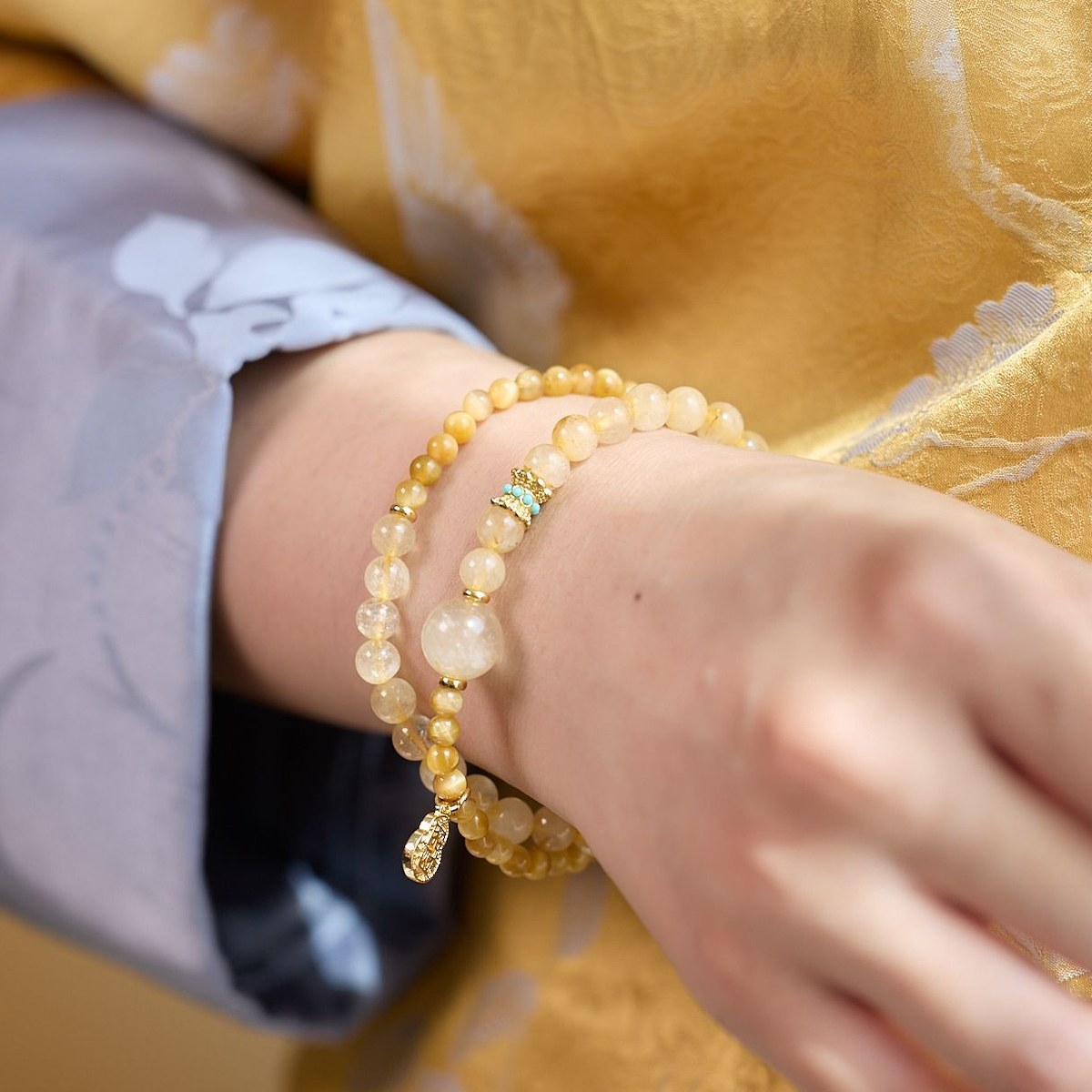 Golden Rutile Double-Wrap Bracelet wrist styling thumbnail