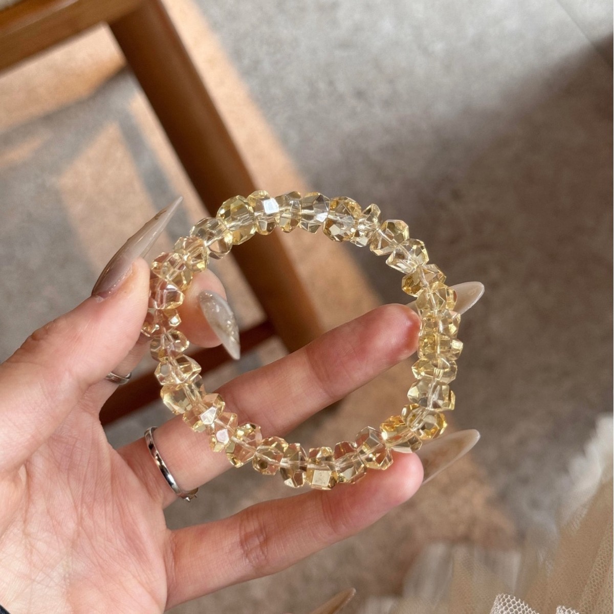 Honey Cut Crystal Bracelet flat lay detail thumbnail