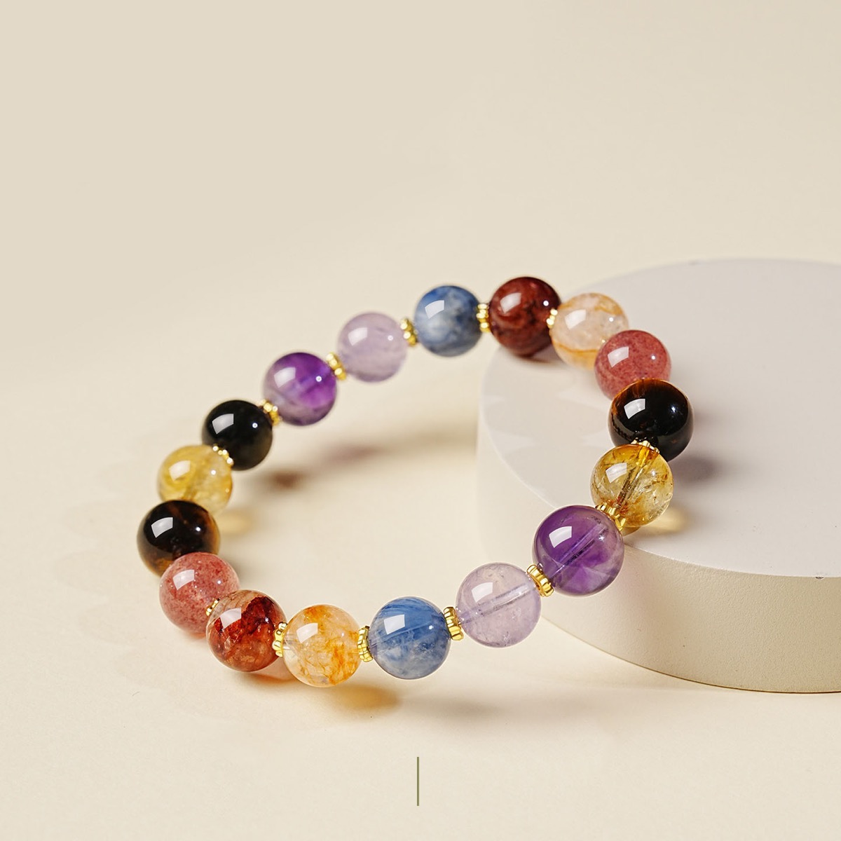 Mixed Color Stone Bead Bracelet wrist styling thumbnail